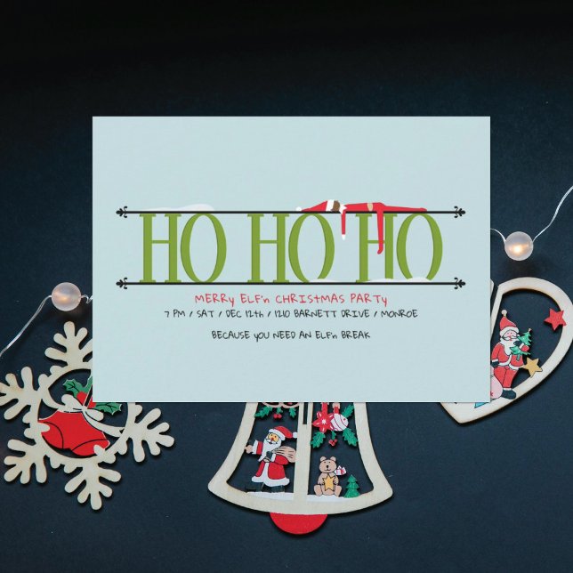 Convites Festas de Natal Ho Ho Ho do Elfo Travesso (Criador carregado)