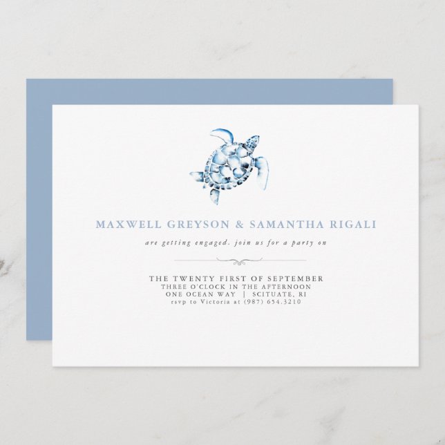 Convites Festas de noivado Invants Watercolor Beach (Frente/Verso)
