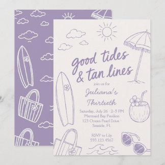 Convites Festas de Praia Cool Good Tides & Tan Lines