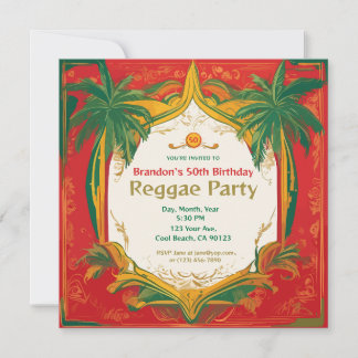 Convites Festas de Reggae Personalizáveis com Palmeiras Flo