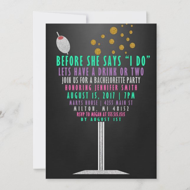 Convites Festas de solteira - Diminuição (Frente)