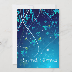 Convites Festas Sweet Sixteen com Redemoinhos Azul Turquesa