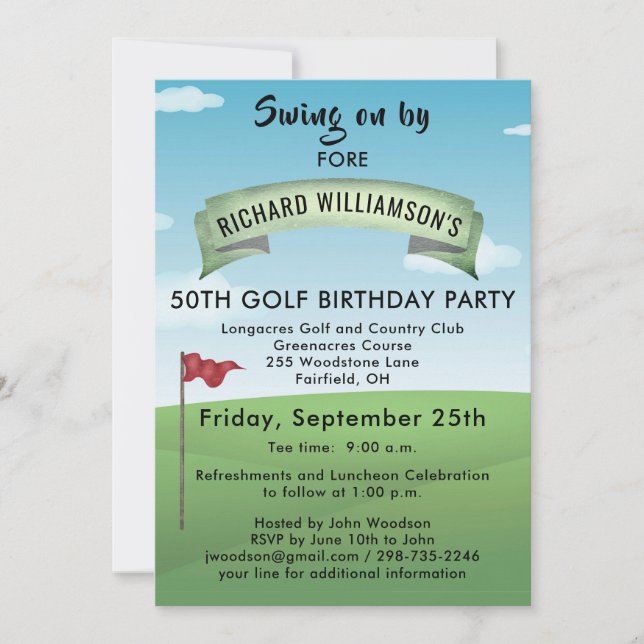 CONVITES FESTEJAR 50 ANOS DE GOLFE COM HORA DA TEE (Frente)