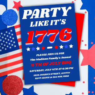 Convites Festeje como se Fosse 1776 Celebração Patriótica d