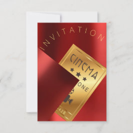 Convites Festival de Cinema Evento Metal Red Ruby Dourado