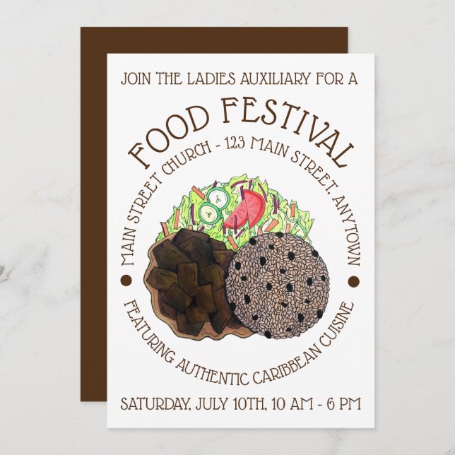 Convites Festival de Comida de Arroz e Ervilha de Cabra Cur (Frente/Verso)