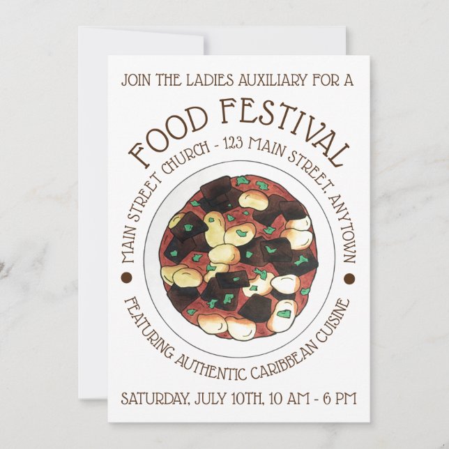 Convites Festival de Comidas de Caribe de guisado de oxtail (Frente)