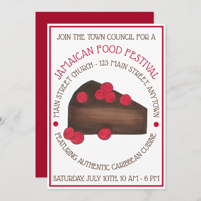 Convites Festival de Comidas de Caribe jamaicano Rum Cake (Frente/Verso)