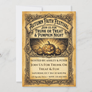 Convites Festival de Fé de Outono Trunk Or Treat Halloween