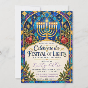 Convites Festival de Luzes Celebração do Hanukkah