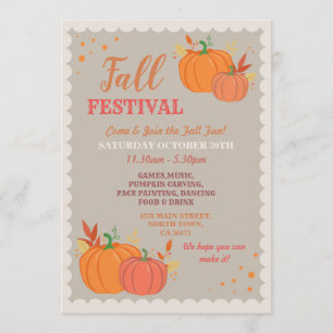 Convites Festival de Outono da Colheita Folhas de Abóbora E