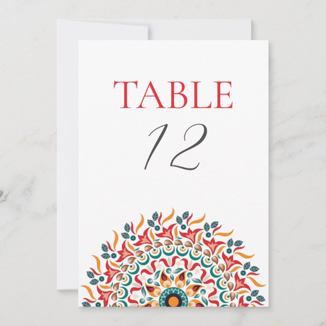 Convites Festival Elegance Mandala Wedding Table Number (Frente)