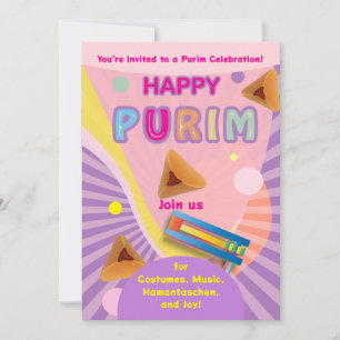 Convites Festival Feliz de Purim 2026 para Todas as Idades