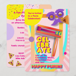 Convites Festival Feliz de Purim 2026 para Todas as Idades