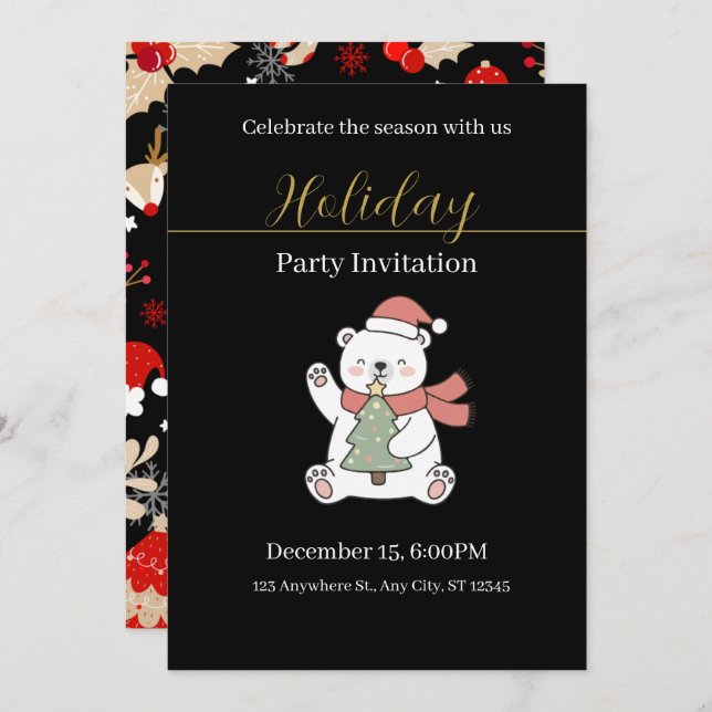 Convites Festive Christmas Party Invitation (Frente/Verso)