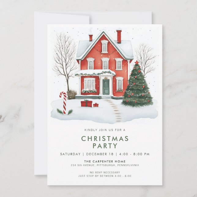 Convites Festive Country Holiday Christmas Party Invitation (Frente)