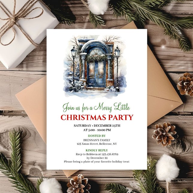 Convites Festive cozy Christmas scene party invitation (Festive cozy Christmas scene party invitation)
