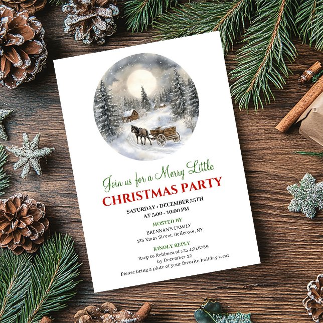 Convites Festive Cozy Winter Scene Christmas Invitation (Festive Cozy Winter Scene Christmas Invitation)