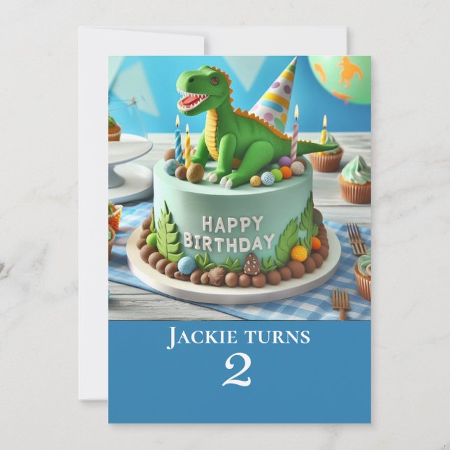 CONVITES FESTIVE DINOSAUR TEMED BIRTHDAY CAKE PARTITY (Verso)