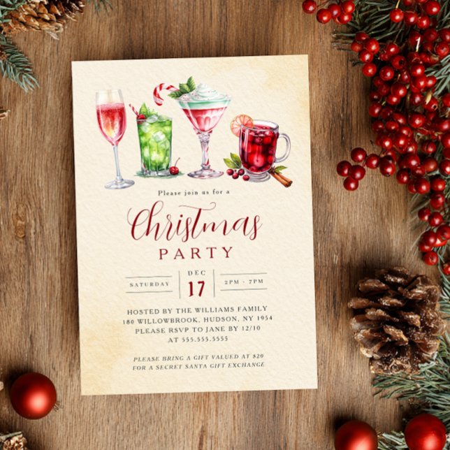 Convites Festive Drinks Charming Christmas Party   (Criador carregado)