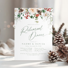 Convites Festive Floral Winter Wedding Rehearsal Dinner