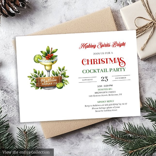 Convites Festive fun Christmas cocktails party invitation (Festive fun Christmas cocktails party invitation

)