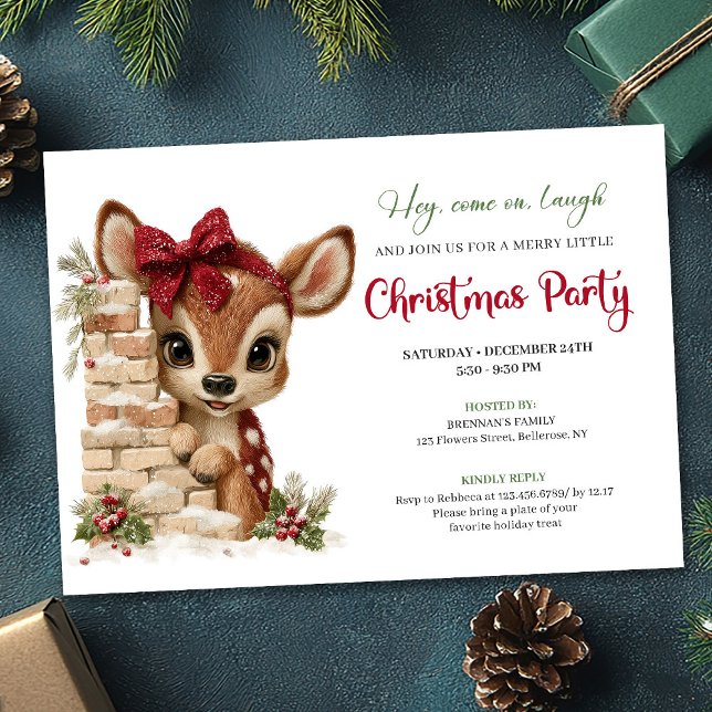 Convites Festive funny reindeer holiday invite download (Festive funny reindeer holiday invite download)