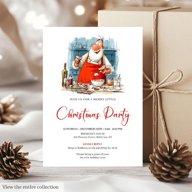 Convites Festive Funny Santa Claus Watercolor Holiday  (Festive Funny Santa Claus Watercolor Holiday Invite)