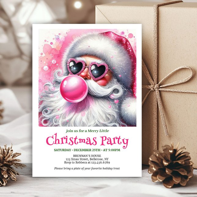 Convites Festive Funny Santa Heart Glasses Christmas Invite (Festive Funny Santa Heart Glasses Christmas Invitation

)