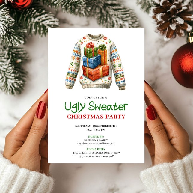 Convites Festive funny ugly sweater party invitation (Festive funny ugly sweater party invitation

)