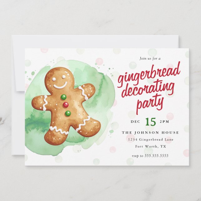 Convites Festive Gingerbread Decorating Christmas Party (Frente)
