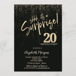 Convites Festive Gold Surprise 20th Birthday Party