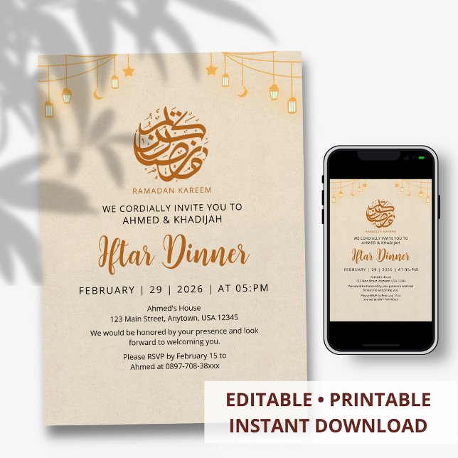 Convites Festive Lantern Bunting Ramadan Iftar Invitation (Criador carregado)