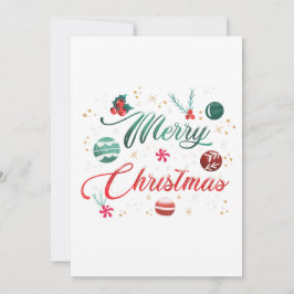 Convites Festive Merry Christmas Typography with Ornaments