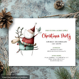 Convites Festive Quirky Santa Watercolor Holiday Invitation