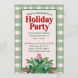 Convites Festive red  & green plaid holiday party