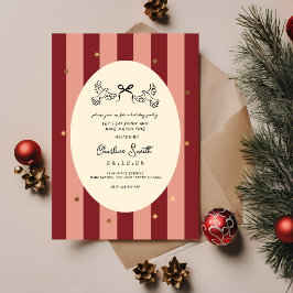 Convites Festive Red Pink Striped Holiday Party Invitation