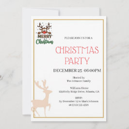 Convites Festive Reindeer Christmas invitation