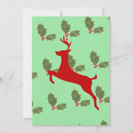 Convites Festive Reindeer & Holly Holiday Dinner Invitation