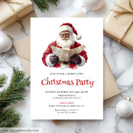 Convites Festive Santa Claus Watercolor Christmas Party