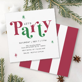 Convites Festive Typography Let's Party Fun Holiday