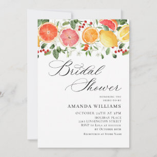 Convites Festivo Bright Floral Citrus Slice Bridal Brunt