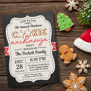 Convites Festivo Chalkboard Cookie Festa de Natal