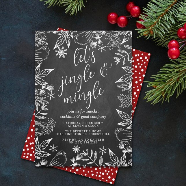 Convites Festivo Chalkboard Jingle e Mingle Holiday Party (Criador carregado)
