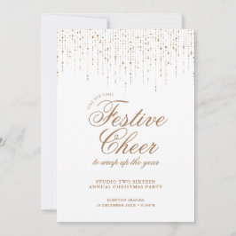Convites Festivo Cheer Dourado Tinsel Corporate Holiday Par