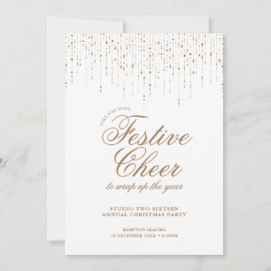 Convites Festivo Cheer Dourado Tinsel Corporate Holiday Par