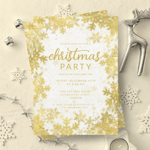 Convites Festivo Dourado Faux Foil Snowflakes Festa de Nata