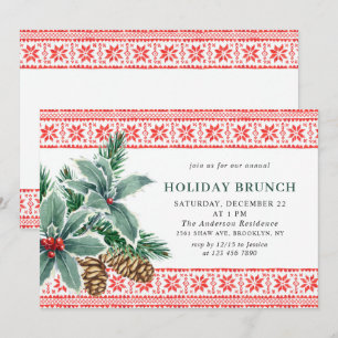 Convites Festivo Holly Berry CHRISTMAS HOLIDAY BRUNCH