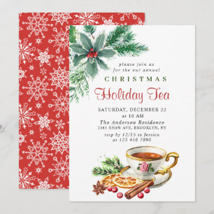 Convites Festivo Holly Berry Natal Festa de Chá