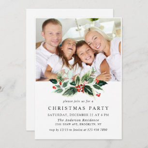 Convites Festivo Holly Berry PHOTO Festa de Natal